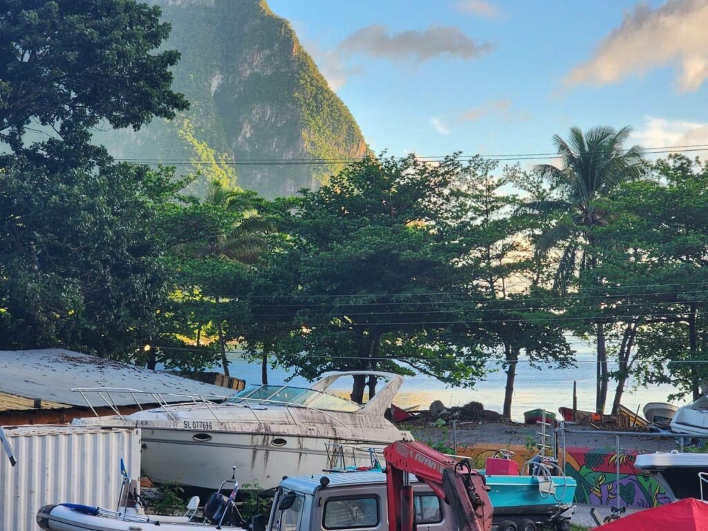 View of Pitons from rooftop of TPC CGP