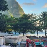 View of Pitons from rooftop of TPC CGP